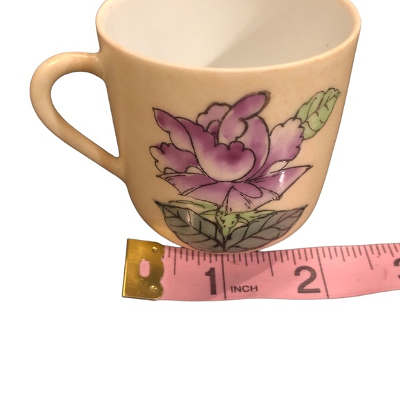 Vintage Porcelain Floral Demitasse Tea Cup Saucer Hand Painted Peony Hong Kong - Picture 7 of 14